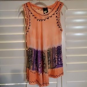 SHORELINE Orange Embroidered Top Coverup NWT